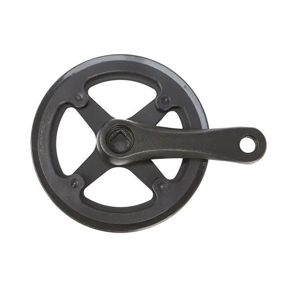 Crank, right, 32t, 102mm, with guards, black, Joni 20